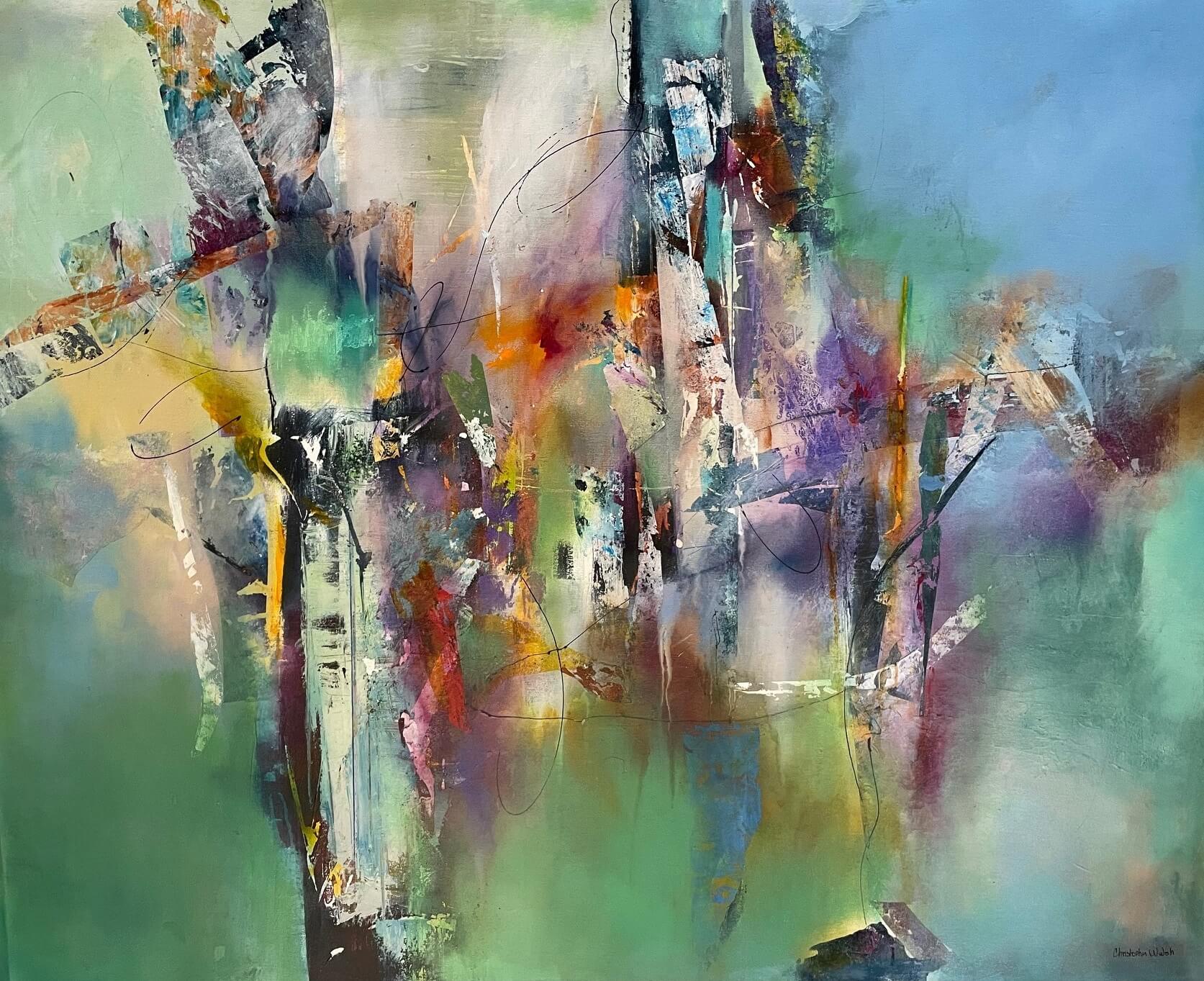 Abstract in Greens - 48"H x 60"W welsh - abstract in greens 48x60 cw 25-07