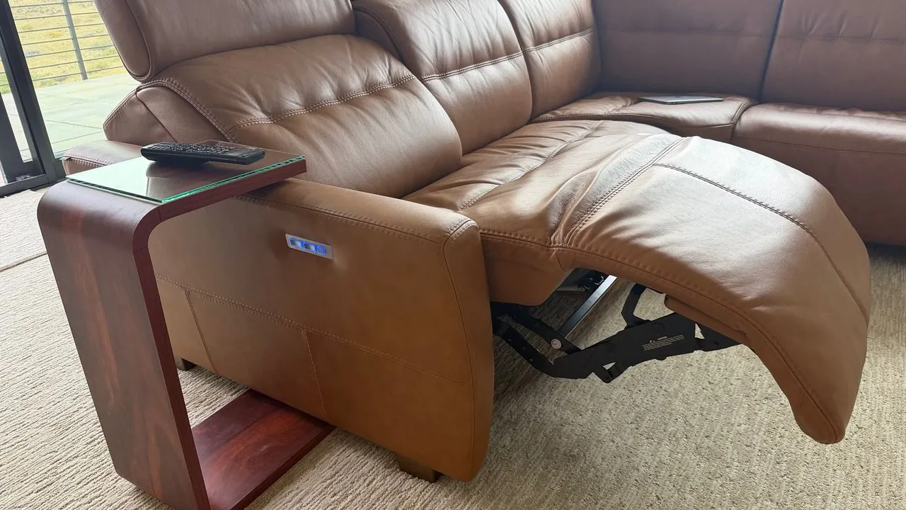 Fjords leather reclining sectional in a client's home