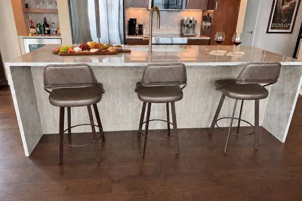 Kitchen island with Trica Wish counter stools